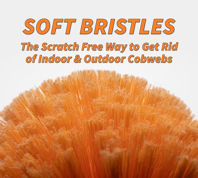 Cobweb Duster Head Brush - Spider Web Brush for Outdoor & Indoor Web Cleaning - Twist-On Corner Duster Fits Standard Acme Threaded Extension Poles - Best Cobweb Brush Head (Pole Sold Separately)