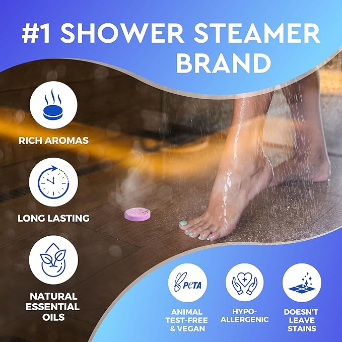 Cleverfy Shower Steamers Aromatherapy for Women and Men Self-Care Shower Bombs for Stress Relief and Relaxation 6 Tablets
