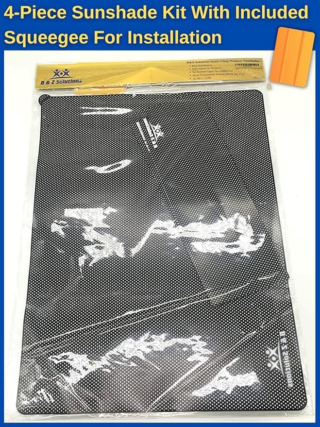 BZ Solutions Original 4-Pack Car Window Sun Shades Bundle-Universal Fit All Vehicles-Easy and Effective Way to Block Sun Glare, Harmful Heat, and UV Rays from Children or Pets-Black Static Cling Film