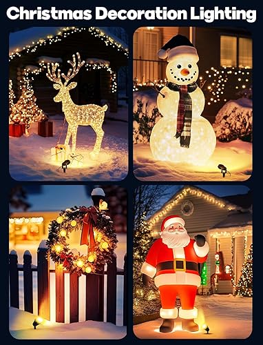 OurLeeme Spotlights Outdoor Waterproof - 8-in-1 LED Christmas Spotlights for Outside with 60W Transformer, Spotlight Landscape Lighting Plug in House Spot Lights Outdoor for Yard Garden (Warm)