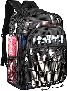 Heavy Duty Mesh Backpacks for Adults, Mesh School Bags for Boys and Girls, See Through School Bags with Adjustable Straps for Swimming, Fitness, Sports, Carry Portable Oxygen Concentrators