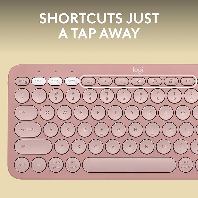Logitech Pebble Keys 2 K380s, Multi-Device Bluetooth Wireless Keyboard with Customizable Shortcuts, Slim and Portable, Easy-Switch for Windows, macOS, iPadOS, Android, Chrome OS - Tonal Rose