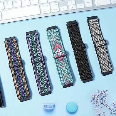 22mm Bands Compatible with Samsung Galaxy Watch 3 45mm BandGalaxy Watch 46mmGear S3 Frontier, Stretchy Adjustable Elastic Nylon Woven Sport Loop 22mm Wristband for Men Women, 5 Packs