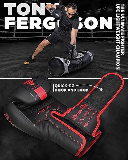 RDX Boxing Gloves, Pro Training Sparring, Maya Hide Leather, Muay Thai MMA Kickboxing, Men Women Adult, Heavy Punching Bag Focus Mitts Pads Workout, Ventilated Palm, Multi Layered, 8 10 12 14 16 18 Oz