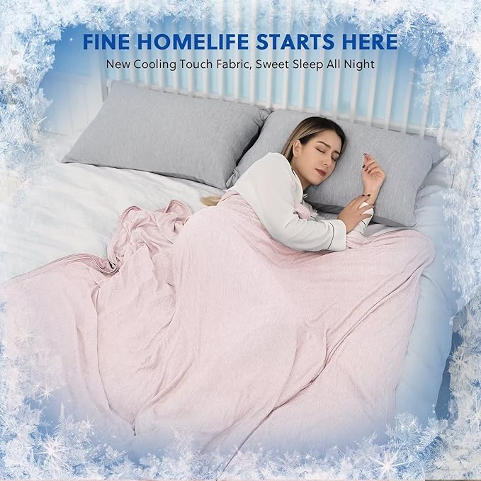 HOMFINE Cooling Blankets for Hot Sleepers - Summer Blanket Thin Lightweight Breathable Soft Double Side Enhanced Blanket for Bed Couch Sofa, Keep Cool for Night Sweats (Pink, 60 x 80 inches)