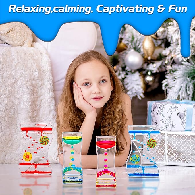 XINBAOHONG Liquid Motion Bubbler Sensory Toy for Kids and Adults 4-Pack,Calming Stress Relief Fidget Toys for ADHD Autism, Office Desk Decor