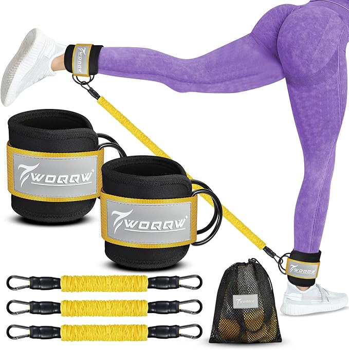 Ankle Resistance Bands with Cuffs, Ankle Bands for Working Out, Glutes Workout Equipment, Butt Exercise Equipment for Kickbacks Hip Fitness Training, Legs Resistance Bands for Women Men