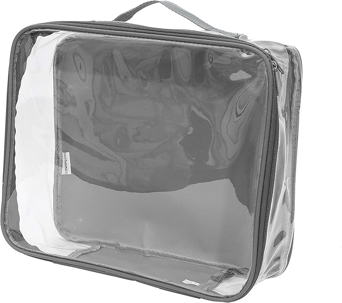 Medium Clear Travel Packing CubeSee-Through Clothes Organizer for Carry on Checked Suitcase, RV or CampingTransparent Storage CellDoll StorageGame Day Stadium Approved (Gray)