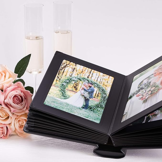 Professional Leatherette Bound Photo Album for Weddings and Special Occasions (5x7 (15 Page), BlackBlack)