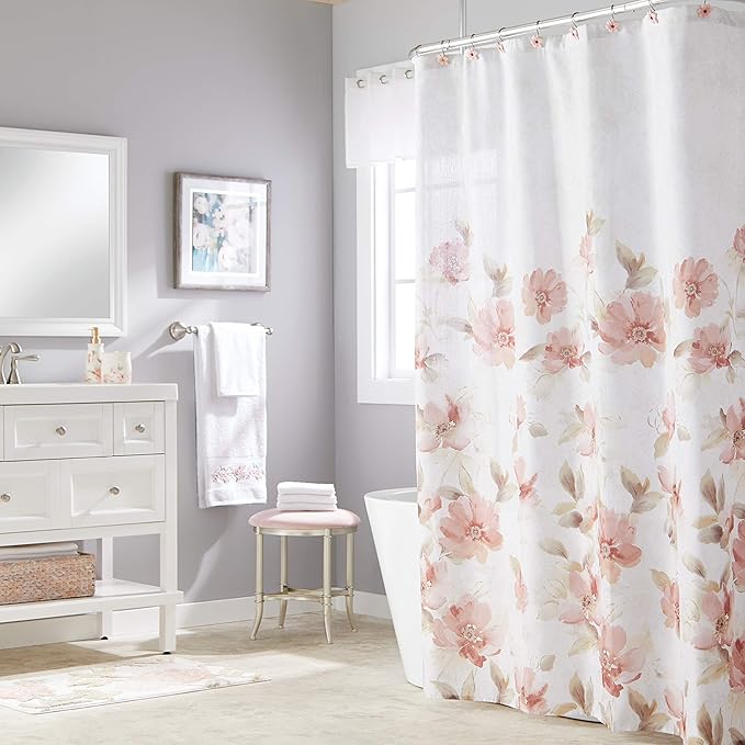 SKL Home Saturday Knight Misty Floral Shower Curtain, PinkMulti