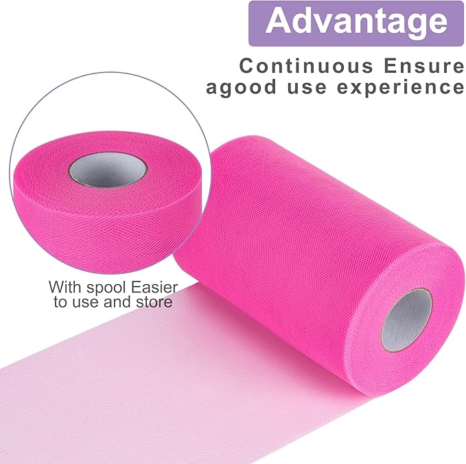 Red Tulle Fabric Rolls 6 Inch by 100 Yards (300 feet) Tulle Roll Spool Fabric for DIY Tutu Skirt Baby Shower Birthday Party Wedding Decorations Christmas Craft Supplies (Red)