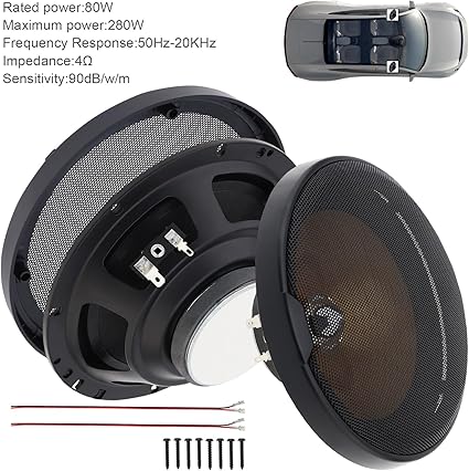 Car Speakers 2pcs 6.5 Inch 280W 2-Way Car HiFi Coaxial Speaker 90dB Full Range Frequency