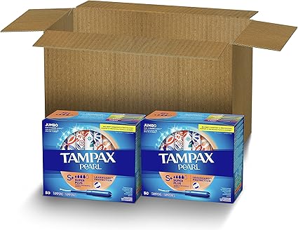 Tampax Pearl Tampons Super Plus Absorbency, With Leakguard Braid, Unscented, 50 Count x 2 (100 Count Total)
