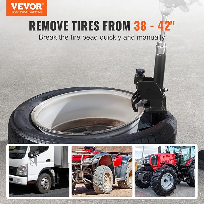 VEVOR Manual Tire Bead Breaker, 38"-42" Tires Changer Tool, Heavy-Duty Bead Breaking, Easy-Operated Tire Repair Tool for ATVsUTVs, Tractors, Trucks, Cars, Heavy Duty Tires