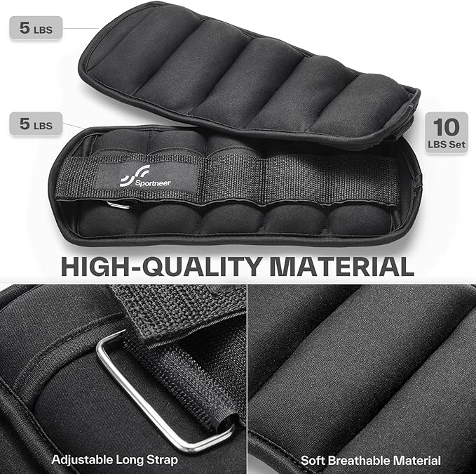 Sportneer Adjustable Ankle Weights Leg Weight Straps for Women Men, Weighted Ankle Weights Set for Gym,Fitness, Workout,Walking, Jogging,1-5 lbs Each Ankle, Pair Ankle Weight