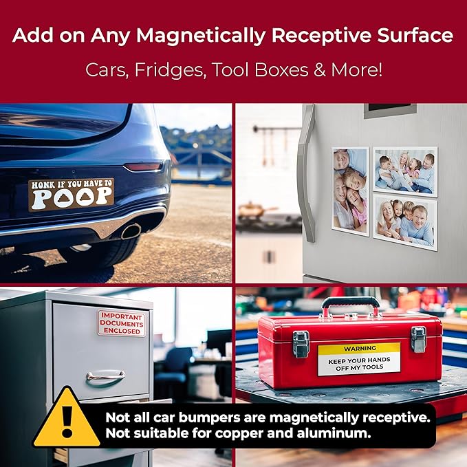 Cut to Size, Durable 4x12in Sticker Magnetizer 2 Pk: Turn Any Decal Into a Strong Magnet. Weatherproof Magnetic Strip Protects Bumper Paint and Allows Easy Swap. Flexible Sheet Guaranteed to Stick