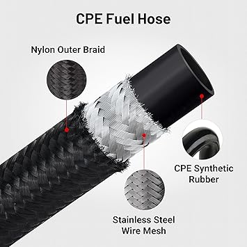EVIL ENERGY 6AN Fuel Line, AN6 Braided Fuel Hose Nylon CPE 16FT Black