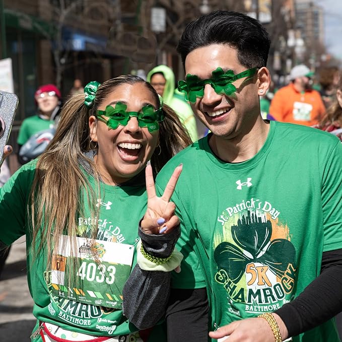 2 Pack St. Patrick's Day Sunglasses for Women Men Green Shamrock Glasses St Patrick Costume Accessories