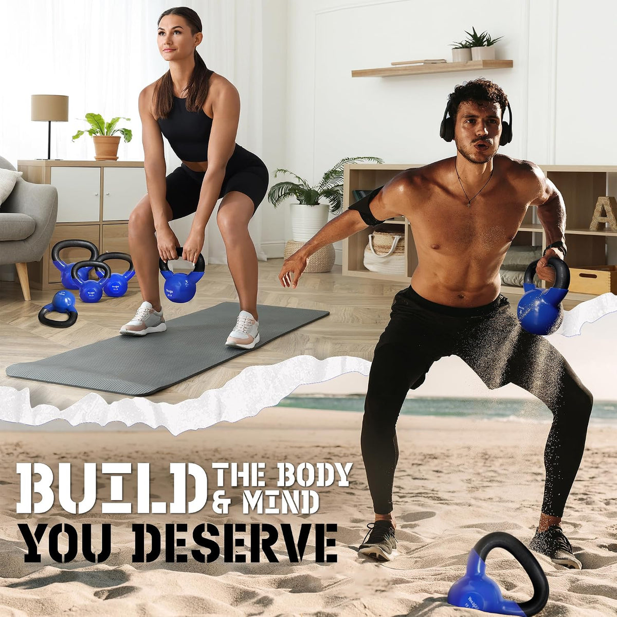 Yes4All Vinyl Coated Cast Iron Kettlebell