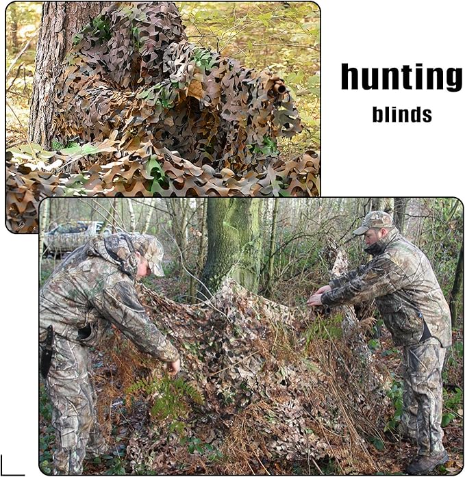 Camo Netting, Camouflage Netting, Hunting Blind Camo Net, Army Party Decorations, Sunshade Fence Nets, Lightweight, Bulk Roll, Mesh, Great for Camping, Shooting, Photograph, Car Cover, Outdoor