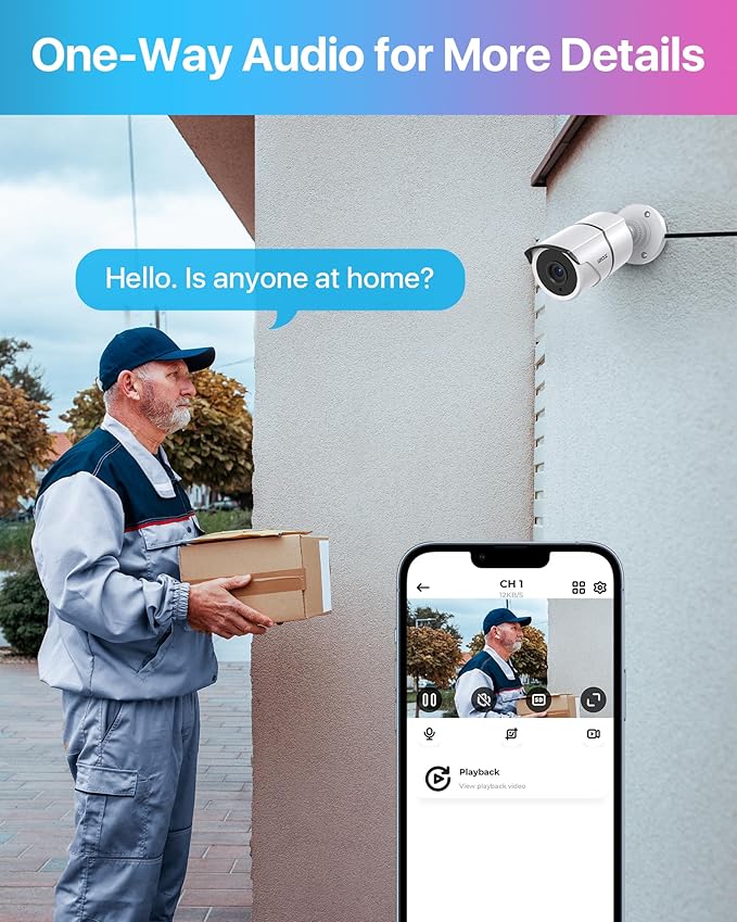 ZOSI 2MP 1080P HD-TVI CCTV Home Security Camera with Audio, Built-in Mic, IP66 Weatherproof, Night Vision, Indoor Outdoor Surveillance Camera, Only Compatible for ZOSI 3K Lite Analog DVR - White
