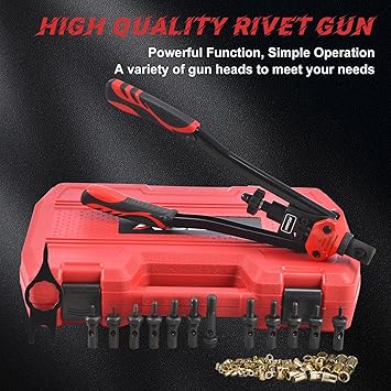 AOBEN 16" Rivet Nut Tool, Professional Hand Rivet Nut Setter Kit with 12 Interchangeable Metric SAE Mandrels, 145Pcs Rivnuts and Rugged Carrying Case