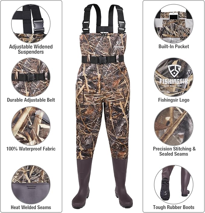 Fishing Waders for Men with Boots Womens Chest Waders 2-Ply NylonPVC Waterproof for Hunting with Boot Hanger