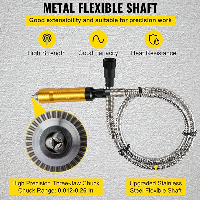 VEVOR Flex Shaft Grinder 780W Rotary Tool 500-23000RPM Rotary Carver with 14" 3-Jaw Chuck Stepless Speed Foot Pedal Hanging Grinding Machine 131PCS Accessories for Jewelry Polishing Grinding DIY