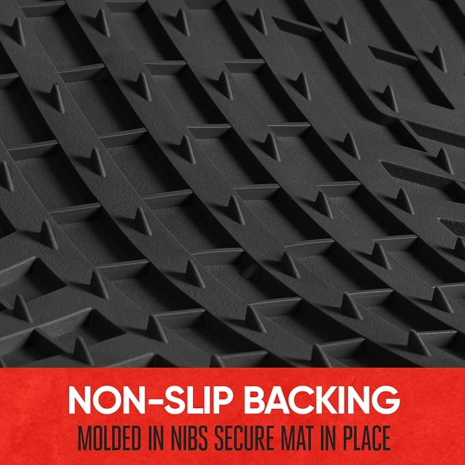 Motor Trend FlexToughXL Floor Mats for Cars Full Set, All-Weather Rubber Automotive Floor Mats, Waterproof Heavy Duty Car Mats, Flexible Floor Liners for Car Truck Van SUV, Car Floor Mats (Black)