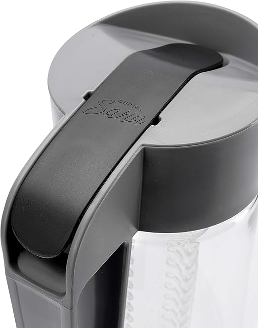 Cucina Sana Fruit and Tea Infusion Pitcher with Lid for Flavorful Hydration Fruit Water Infuser Pitcher 68 oz Infused Water Pitcher BPA free Water Carafe for Hot/Cold Water (black)