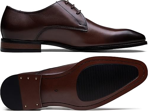 Jousen Men's Dress Shoes Leather Formal Business Oxford Derby Shoes Brogue Wingtip Retro Dress Shoes for Men