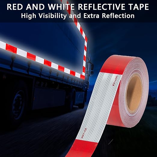 SWRT 2 Inch x 160 Feet DOT-C2 Reflective Tape - Red White Outdoor Waterproof Conspicuity Tape for Vehicles, Trailers, Boats Signs