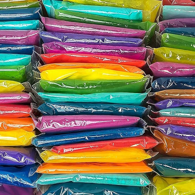 Chameleon Colors 100g Powder Packs - 120 Pack - 10 Vibrant Colors in Clear Bags - Non-Toxic Gluten-Free - Powder Great for Outdoor Games, Play, Wintertime Snow Activities