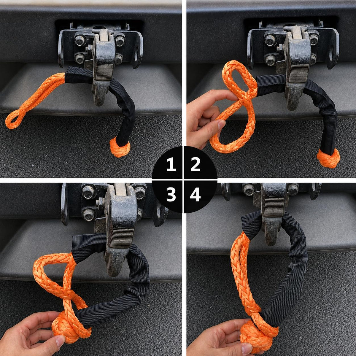 2Pcs Synthetic Soft Shackle 1/2 Inch x 22 Inch (56,000lbs Breaking Strength) with Extra Sleeves (Gray)