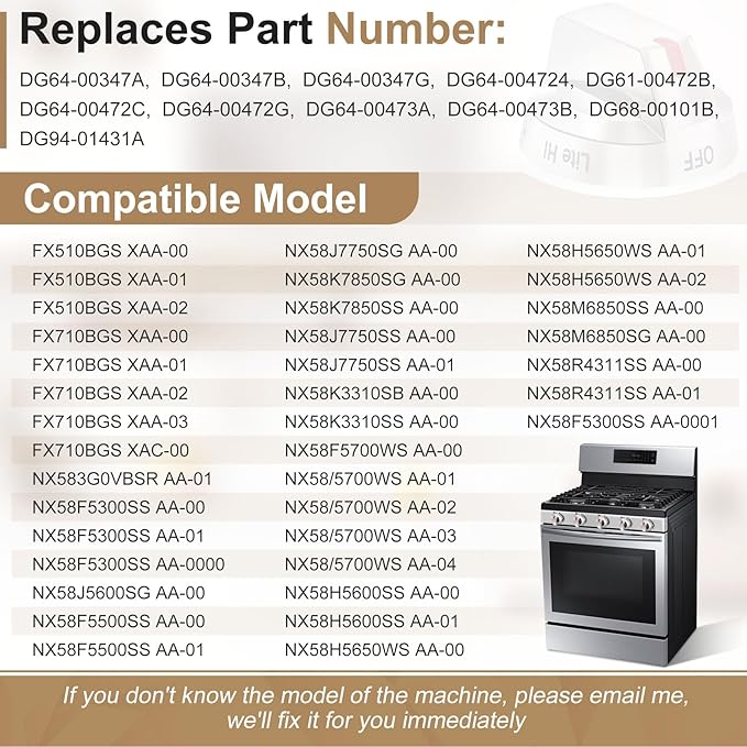 DG64-00473A Upgraded Gas Stove Knobs Compatible with Samsung Stainless Steel Gas Range Stove Knobs Replacements Nx58f5700ws Nx58h5600ss Nx58h5650ws Nx58j7750ss (1 pc)