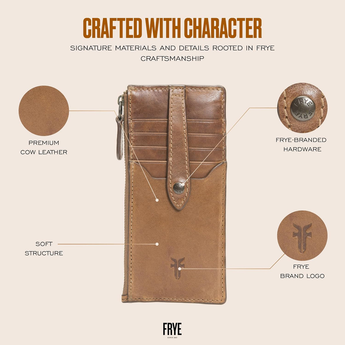 Frye Women's Melissa Snap Card Wallet, Stylish Design with Holder & Slots, Compact for Purse