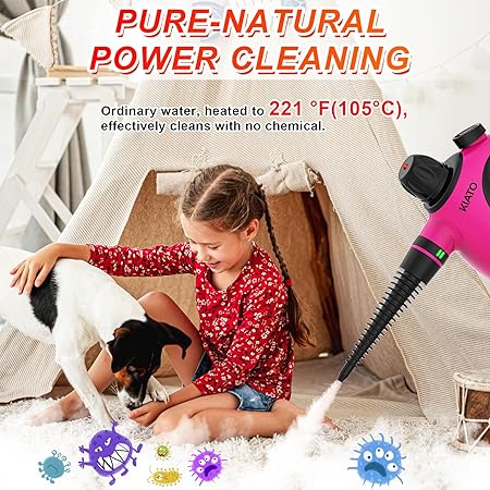 Kiato Handheld Steam Cleaner, 10 in 1 Hand Held Steamer for Cleaning, Portable Pressurized Steamer for Home Use, Bathroom, Mini Steam Cleaners for Upholstery Furniture Sofa Couch Floor Tile Grout