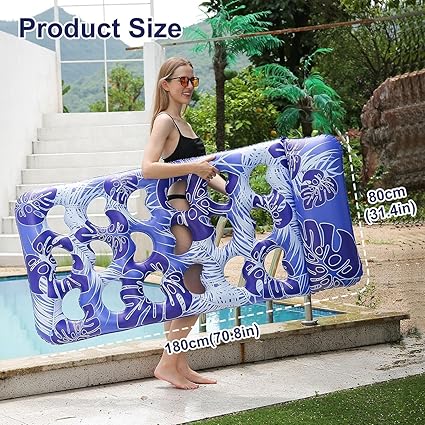 Inflatable Pool Float Lounge Floaties Rafts for Adults Floating Lounger Sun Tanning Floats Cool Water Floaty Swimming Lake Beach Party Toys, Blue