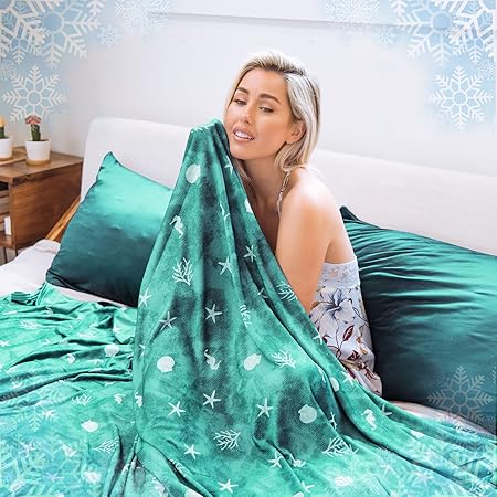 Ailemei Direct Cooling Blanket with Double Sided Cold Effect, Lightweight Breathable Summer Coastal Theme Bed Blankets, Transfer Heat to Keep Body Cool for Hot Sleepers and Night Sweats, 60x90