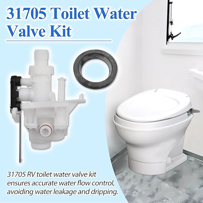 31705 RV Toilet Water Valve Kit, Compatible with Thetford Aqua-Magic V High and Low Models