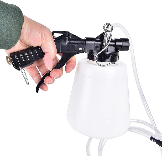 PONO 1-Liter Vacuum Brake Fluid Bleeder - Brake Bleeder kit - Hanging Hook and Locking Trigger Allows for Hands Free Operation