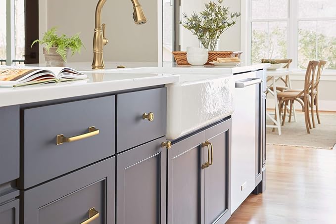Amerock | Cabinet Pull | Champagne Bronze | 3-3/4 inch (96 mm) Center-to-Center | Ville | 1 Pack | Drawer Pull | Cabinet Handle | Cabinet Hardware