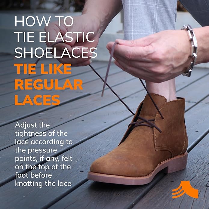 2 Pairs One-Tie Elastic Round Dress Shoelaces, Eco-Positive Stretch Shoe Lace Turns ShoesBoots Into Slip-OnsNo-Tie