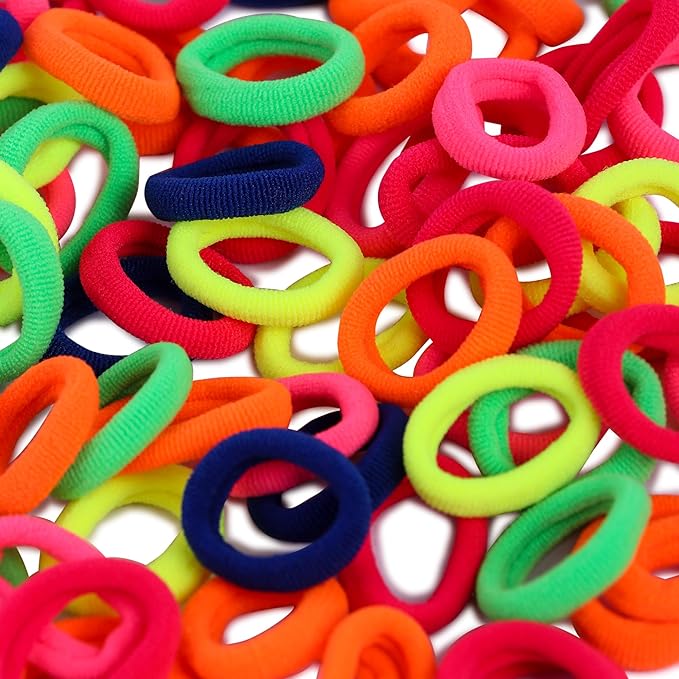 Ponytail Holder Cotton Mini Hair Elastic Rubber Bands Tight, Non-slippery, Stretchable Cotton Elastic Hair Rubber Bands for Kids, Girls Women's (Pack of 50)