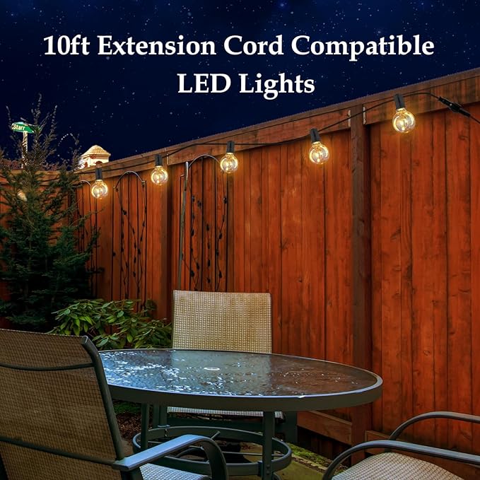 10FT Male to Female 2 Pin Flexible Waterproof Extension Cord for Indoor Outdoor Garden Lighting, Solar Strip Lights, G40 Globe Lights, and Rope Lights