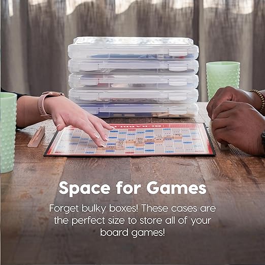 IRIS USA Portable Board Game Organizer Plastic Project Storage Case Box with Snap-Tight Latch, 10-Pack, Fits 8.5" x 11" Papers, for Games Puzzle Magazine A4 Paper Craft Hobby Art Supplies, Slim,Clear
