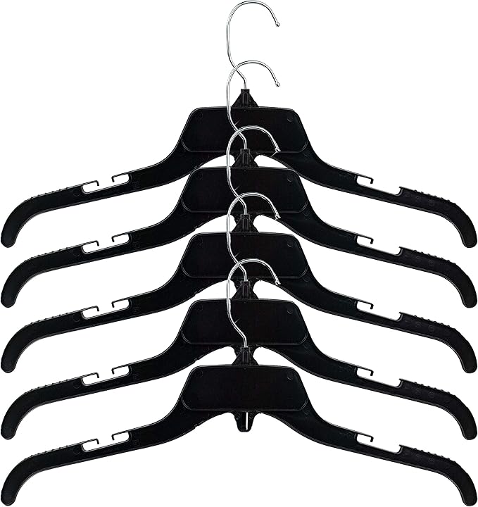 HangOn Shirt Hangers Recycled Plastic with Notches, Black, 17 Inch Pack of 25