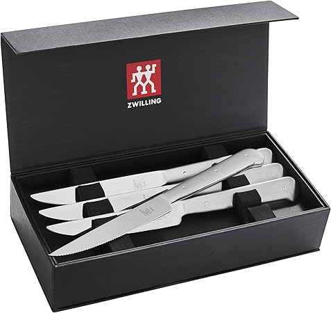 ZWILLING Porterhouse Razor-Sharp Steak Knife Set of 8 with Black Presentation Case, Gift Set, Silver
