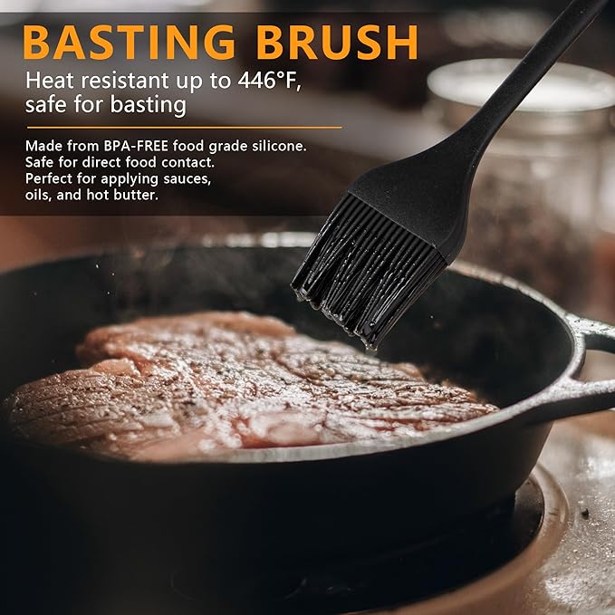 Basting Brush For Cooking, TRADYX Pastry Brush For Baking, One Pieces Design, Dishwasher Safe, Heat resistant silicone basting brush, Cooking Brush For Oil and Sauce