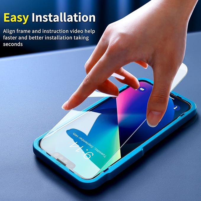 SMARTDEVIL 3 Pack Screen Protector for iPhone 14iPhone 13 iPhone 13 Pro(6.1 Inch), Easy Installation Frame10X Military Grade Shatterproof HD Bubble Free Diamonds Hard Tempered Glass